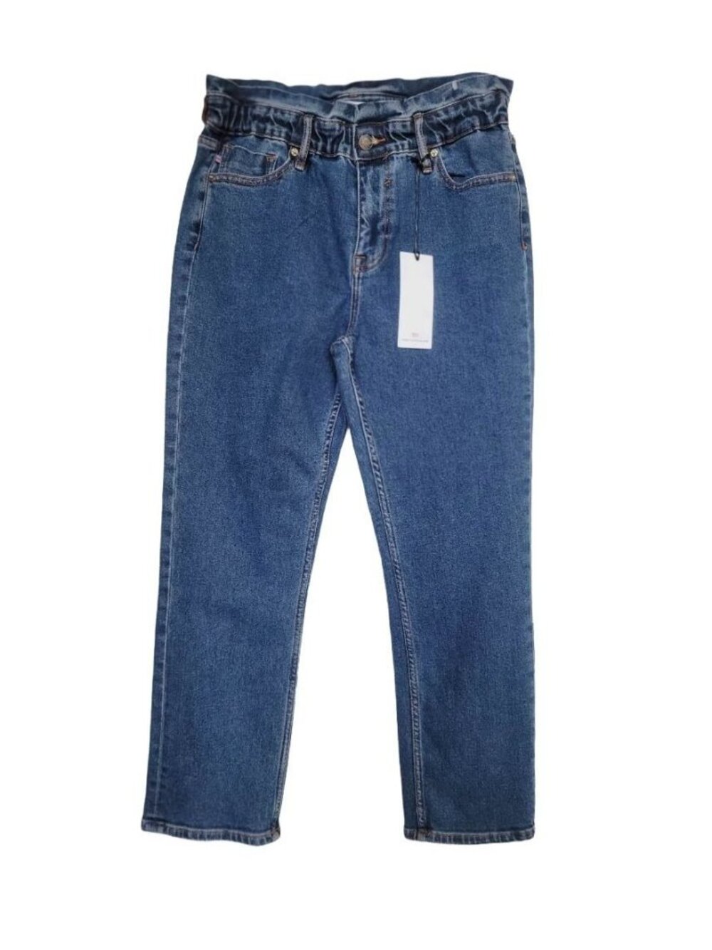 ❤️❤️❤️VIGOSS Women Jeans Size 28 High-Rise Paperbag Waist Tapered Mom Pant Blue